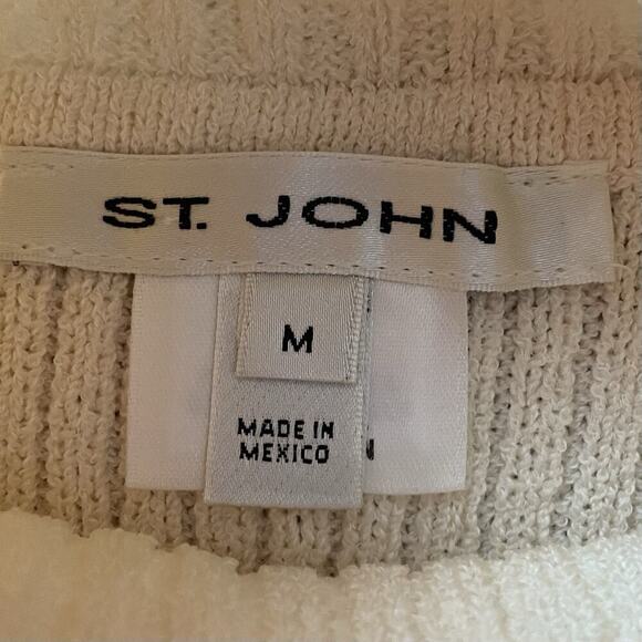 St John Sleeveless Sweater Medium Ivory Ribbed Knit Turtleneck Tank Wool… - Picture 4 of 7